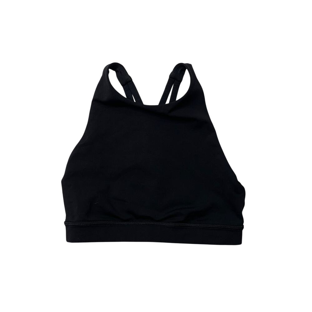 Lululemon Top Womens 4 Black Energy Bra High Neck Sweat Wicking Longline Tank